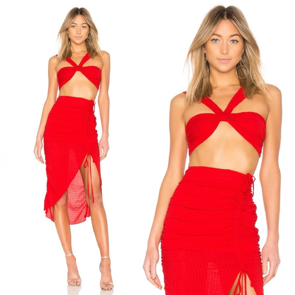NEW LOVERS + FRIENDS REVOLVE CYRUS CHERRY RED SALSA HALTER BANDEAU CROP TOP SEXY